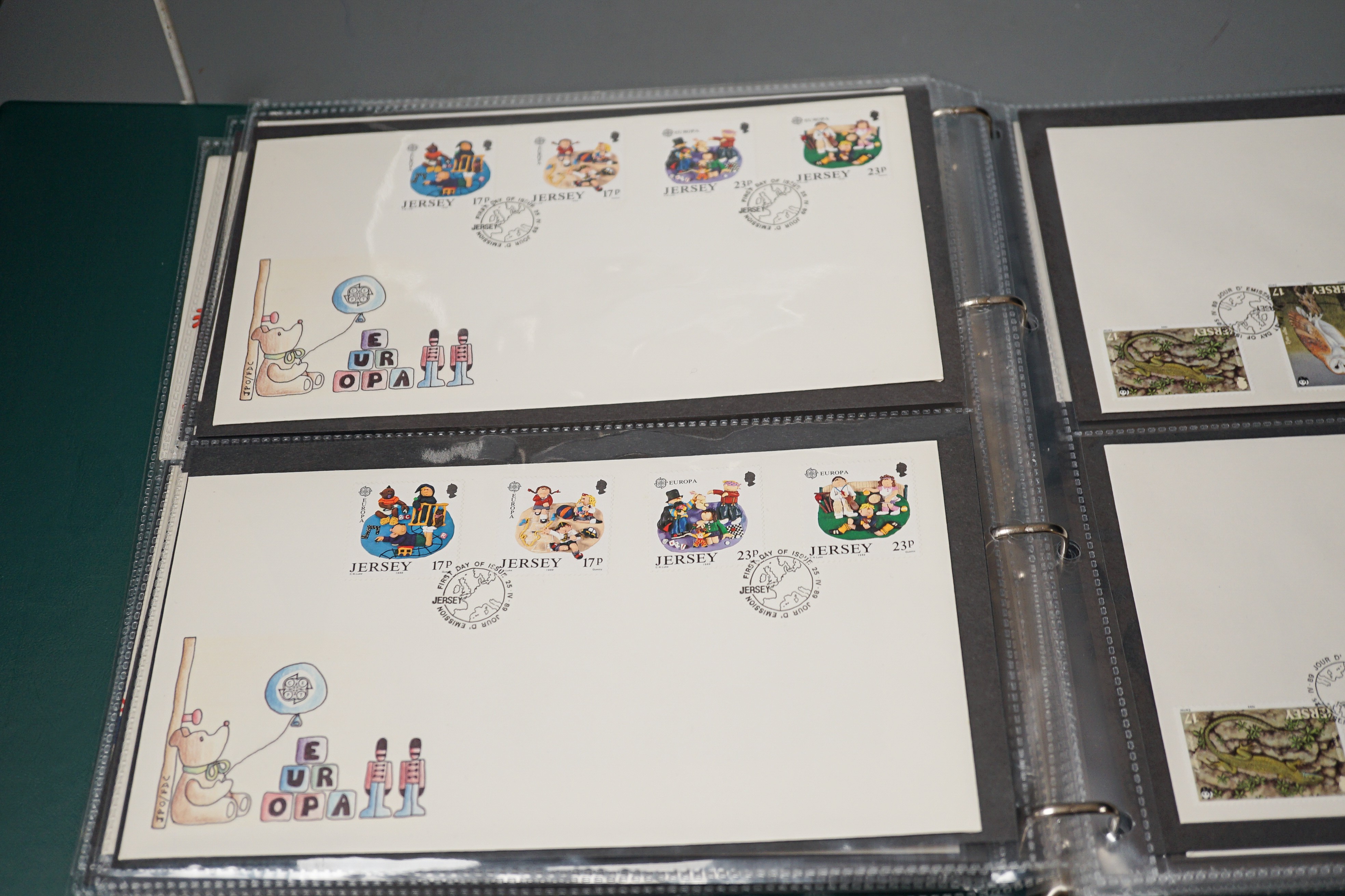 Seven albums of Jersey and Guernsey first day covers